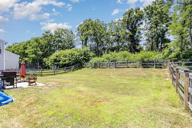 928 Darlington Creek Dr, Alexandria, KY 41001 - fenced backyard with a trampoline, a patio, and an outdoor fire pit