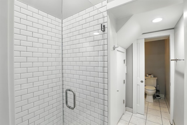 310 W Robbins St, Covington, KY 41011 - bathroom with a stall shower, tile patterned flooring, and recessed lighting