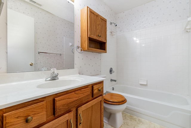 37 Rio Grande Cir Unit 5, Florence, KY 41042 - full bathroom featuring vanity, wallpapered walls, and shower / bathtub combination
