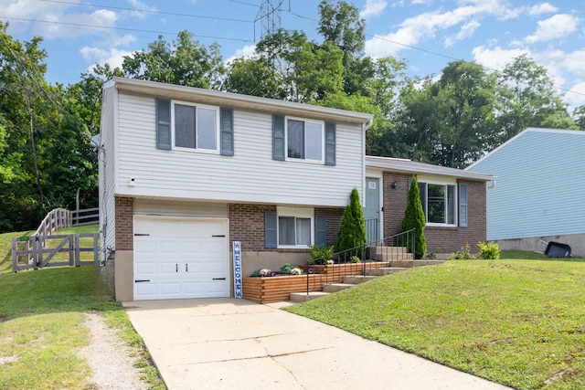 30 Valeside Dr, Covington, KY 41017 - split level home featuring an attached garage, brick siding, and concrete driveway