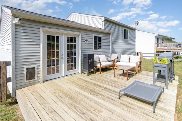 30 Valeside Dr, Covington, KY 41017 - wooden terrace featuring an outdoor hangout area, french doors, and a grill