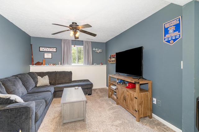 30 Valeside Dr, Covington, KY 41017 - living area with a ceiling fan, light carpet, and a textured ceiling