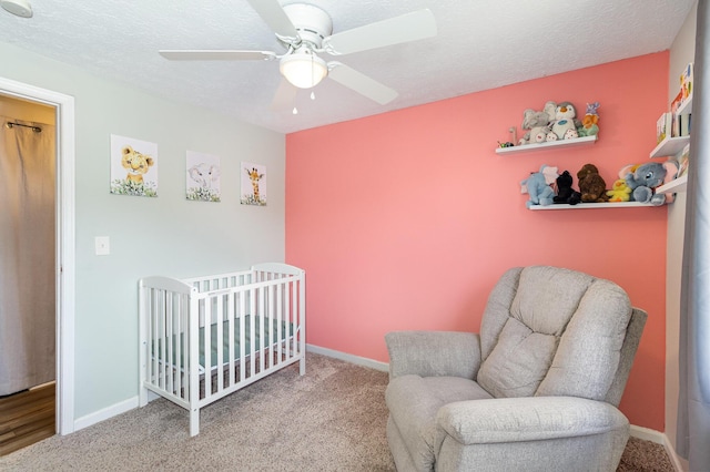 30 Valeside Dr, Covington, KY 41017 - bedroom with carpet flooring, ceiling fan, a nursery area, and a textured ceiling