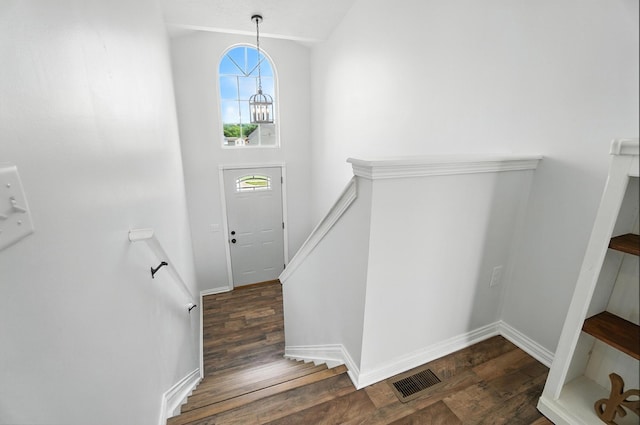 1625 Hogan Ln, Florence, KY 41042 - foyer featuring wood finished floors, lofted ceiling, and stairs