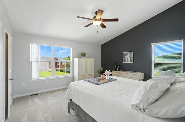 1625 Hogan Ln, Florence, KY 41042 - bedroom with lofted ceiling, light colored carpet, and a ceiling fan