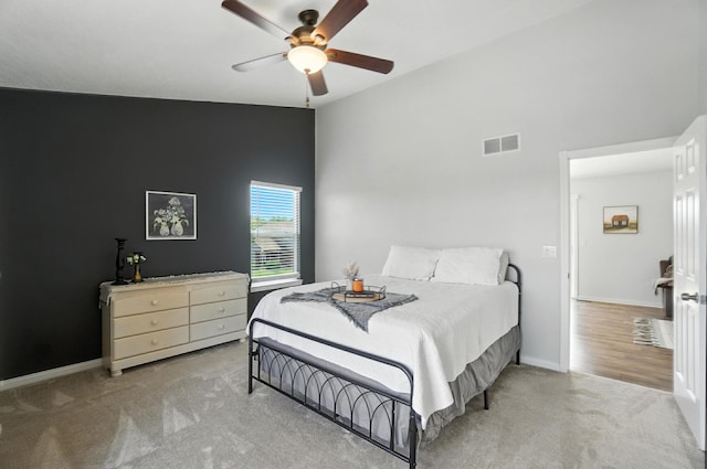 1625 Hogan Ln, Florence, KY 41042 - bedroom featuring carpet floors, lofted ceiling, and a ceiling fan