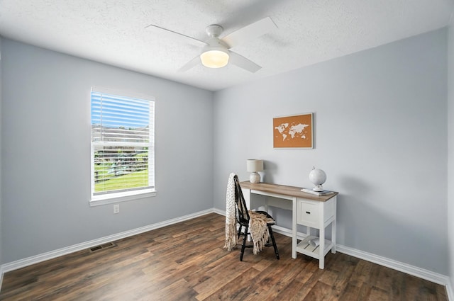 1625 Hogan Ln, Florence, KY 41042 - home office with a textured ceiling, wood finished floors, and ceiling fan