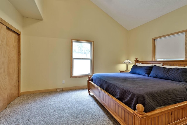 445 Elk Lake Resort Rd Unit 390, Owenton, KY 40359 - carpeted bedroom with lofted ceiling and baseboards