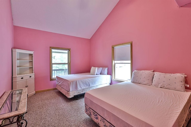 445 Elk Lake Resort Rd Unit 390, Owenton, KY 40359 - carpeted bedroom with baseboards and high vaulted ceiling