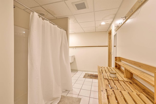 445 Elk Lake Resort Rd Unit 390, Owenton, KY 40359 - bathroom featuring a paneled ceiling, tile patterned floors, and a shower with curtain