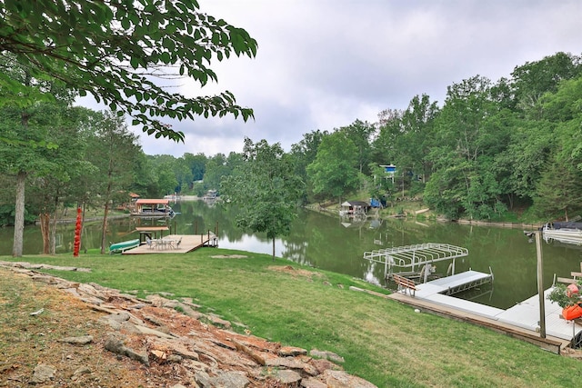 445 Elk Lake Resort Rd Unit 390, Owenton, KY 40359 - dock area with a water view, a yard, and a forest view