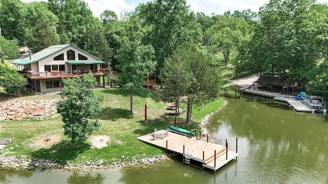 445 Elk Lake Resort Rd Unit 390, Owenton, KY 40359 - dock featuring a yard and a deck with water view