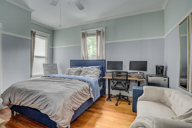 3141 Beech Ave, Covington, KY 41015 - bedroom with multiple windows, wood finished floors, a desk, and crown molding