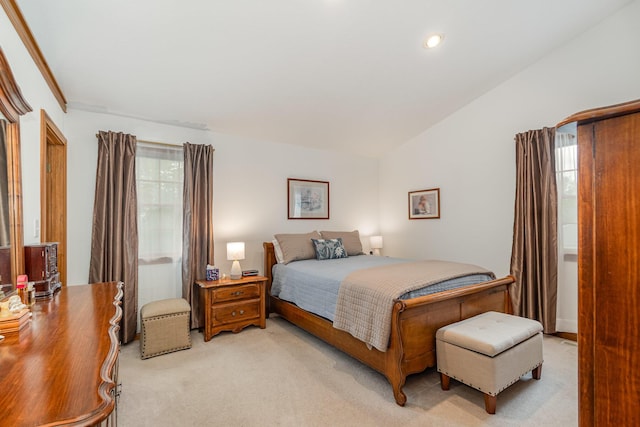 3950 Elliston Mount Zion Rd, Dry Ridge, KY 41035 - bedroom with vaulted ceiling, multiple windows, light carpet, and recessed lighting