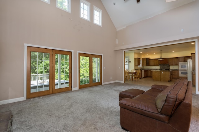 405 Alexander Rd, Crittenden, KY 41030 - living area with high vaulted ceiling and light colored carpet