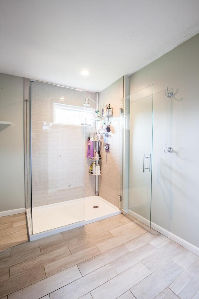 108 Regency Ct, Highland Heights, KY 41076 - full bath with a shower stall and wood tiled floors