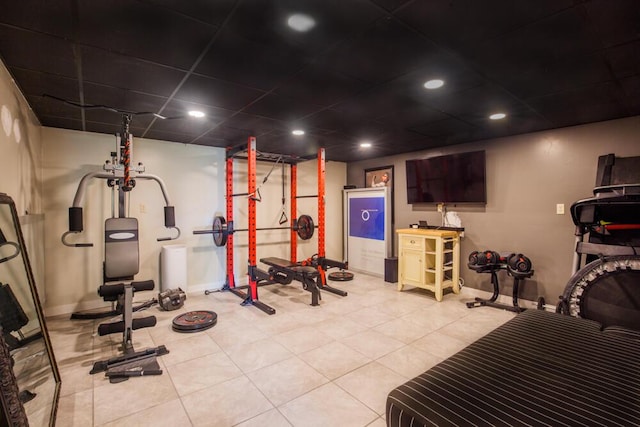 108 Regency Ct, Highland Heights, KY 41076 - exercise area with light tile patterned floors and recessed lighting
