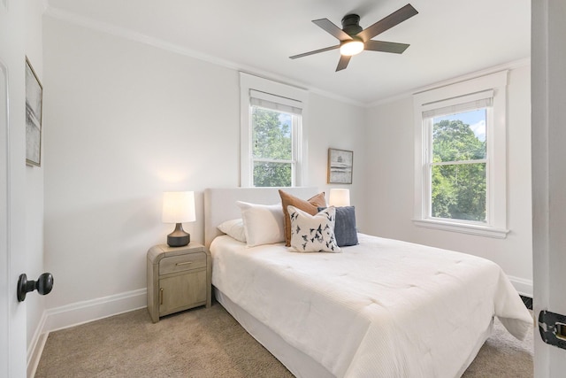 343 Rossford Ave, Fort Thomas, KY 41075 - bedroom with light carpet, crown molding, and a ceiling fan