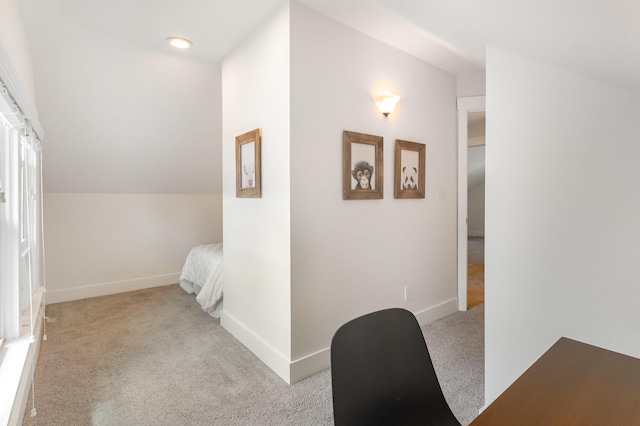 343 Rossford Ave, Fort Thomas, KY 41075 - hallway featuring carpet, lofted ceiling, and a desk