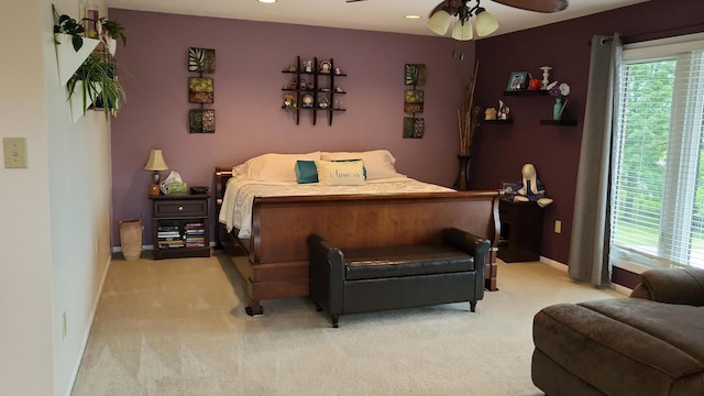 5809 Taylor Mill Rd, Covington, KY 41015 - bedroom with light colored carpet, multiple windows, ceiling fan, and recessed lighting
