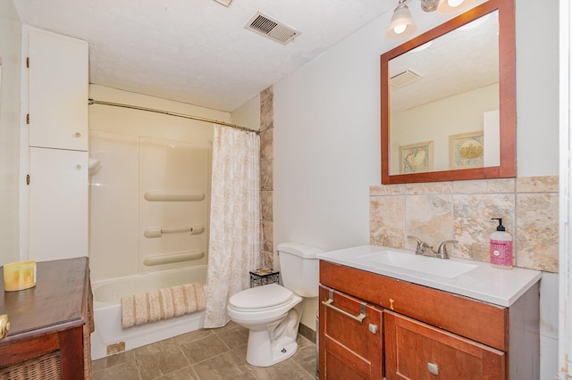 575 Sugar Creek Rd, Dry Ridge, KY 41035 - bathroom featuring vanity, shower / bath combo, tasteful backsplash, and tile patterned flooring