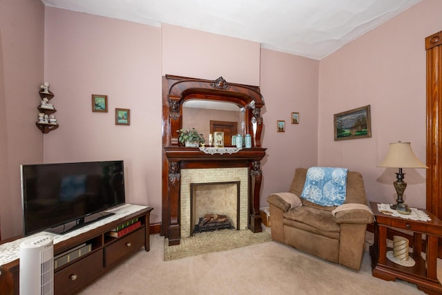 321 6th Ave, Dayton, KY 41074 - living room featuring carpet floors and a fireplace