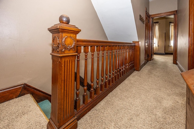 321 6th Ave, Dayton, KY 41074 - staircase featuring carpet floors and vaulted ceiling