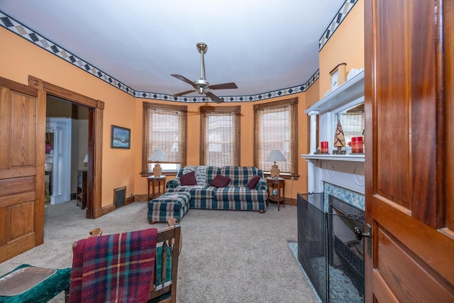 321 6th Ave, Dayton, KY 41074 - living area featuring carpet flooring and a ceiling fan