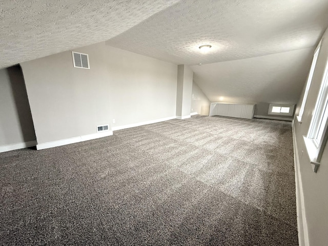 626 W 12th St, Covington, KY 41011 - bonus room with radiator heating unit, lofted ceiling, a textured ceiling, and carpet floors