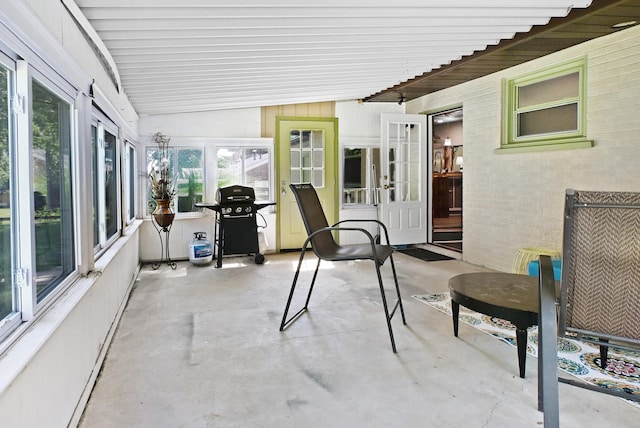 2520 Frank St, Villa Hills, KY 41017 - sunroom / solarium featuring unfinished concrete floors and french doors