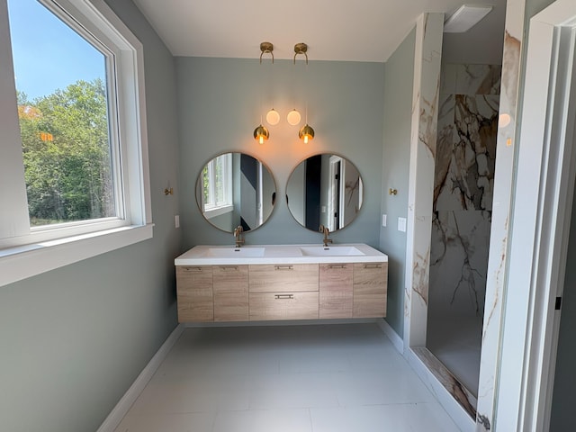888 Belle Ridge Loop, Bellevue, KY 41073 - full bath with double vanity and a marble finish shower