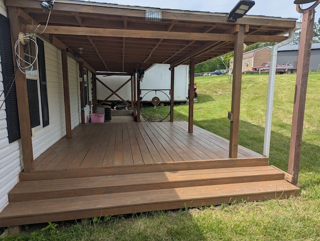 113 Lynn Ln, Falmouth, KY 41040 - wooden terrace with a lawn