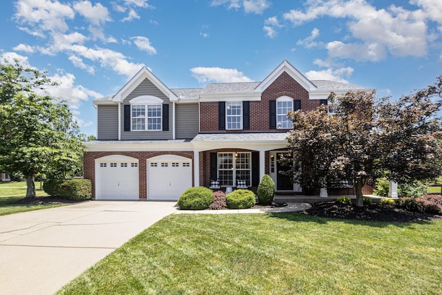 1312 Deer Hollow Ct, Hebron, KY 41048 - traditional home with a garage, a front yard, driveway, and brick siding