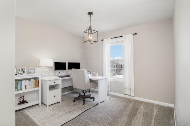 1312 Deer Hollow Ct, Hebron, KY 41048 - home office with light colored carpet and a chandelier