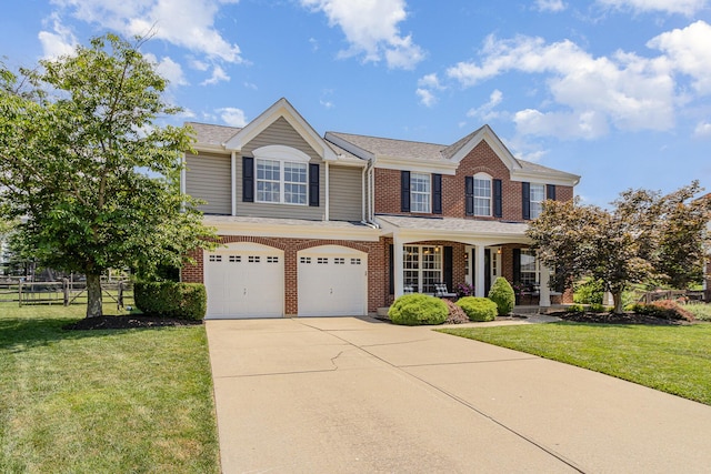 1312 Deer Hollow Ct, Hebron, KY 41048 - view of front facade featuring a porch, a garage, concrete driveway, and brick siding