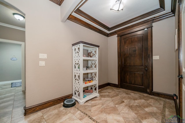 entryway with crown molding