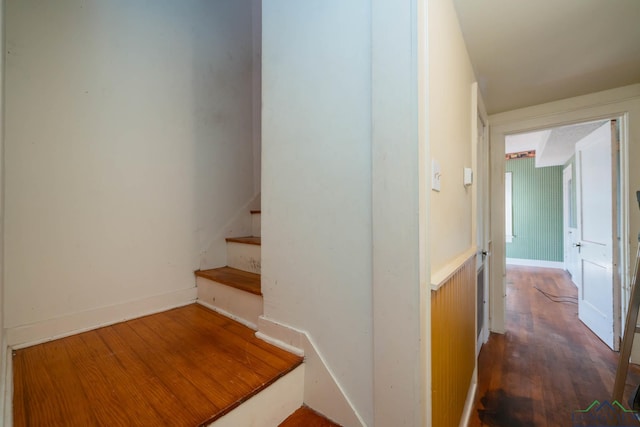 stairway with wood-type flooring