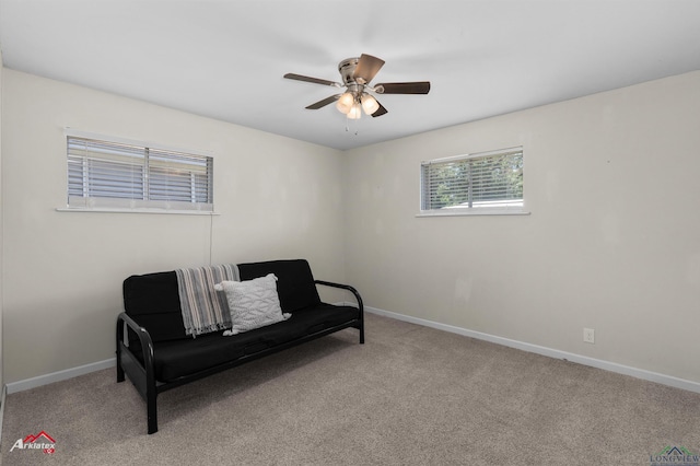 210 Southview Dr, Henderson, TX 75654 - sitting room with ceiling fan, light colored carpet, and baseboards