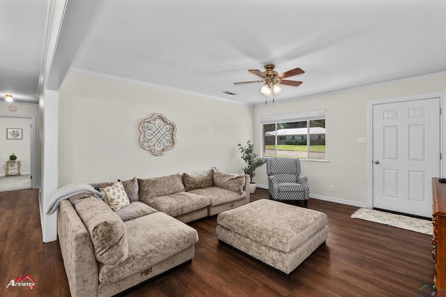 210 Southview Dr, Henderson, TX 75654 - living area with ceiling fan, wood finished floors, crown molding, and baseboards