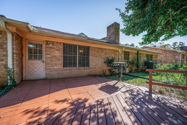 wooden deck with central AC