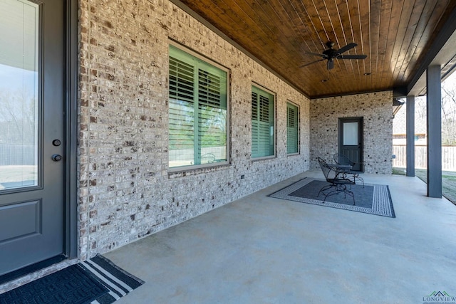 view of patio / terrace featuring ceiling fan