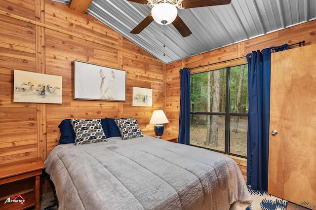 12493 S State Highway 87, Shelbyville, TX 75973 - bedroom with wooden walls and a ceiling fan