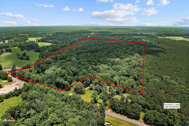 12493 S State Highway 87, Shelbyville, TX 75973 - aerial view of property's location featuring a heavily wooded area and property parcel outlined