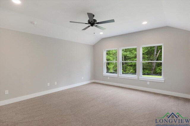 16226 Crossing Cir, Lindale, TX 75771 - spare room featuring baseboards, recessed lighting, and vaulted ceiling
