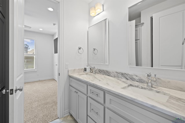 113 Saddle Brook Cir, Hallsville, TX 75650 - full bathroom featuring double vanity and recessed lighting