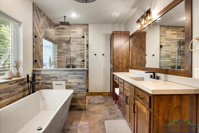 15136 Fm 852, Gilmer, TX 75644 - full bath with a shower stall, vanity, and a freestanding bath