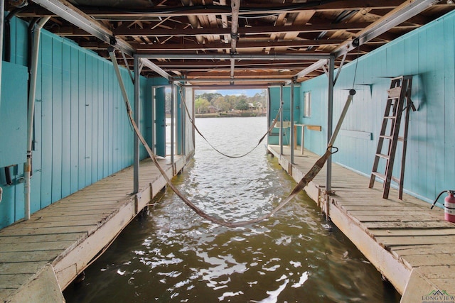 view of dock featuring a water view