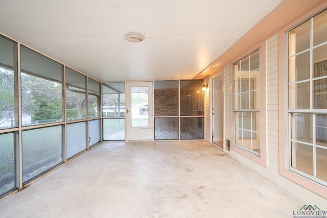 view of unfurnished sunroom