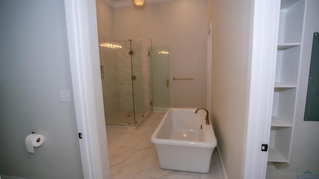 bathroom with plus walk in shower