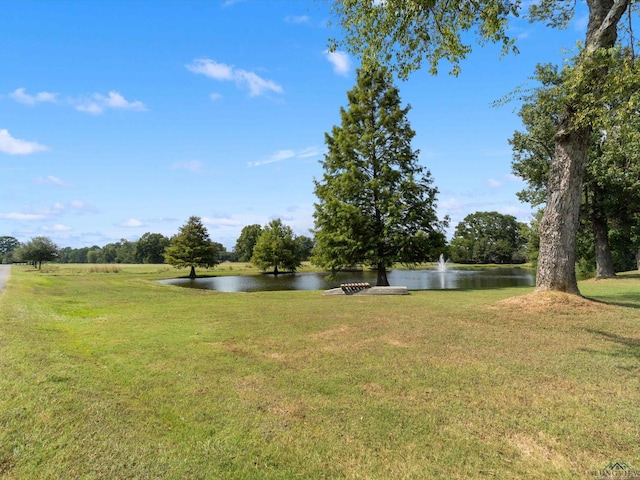 view of yard with a water view